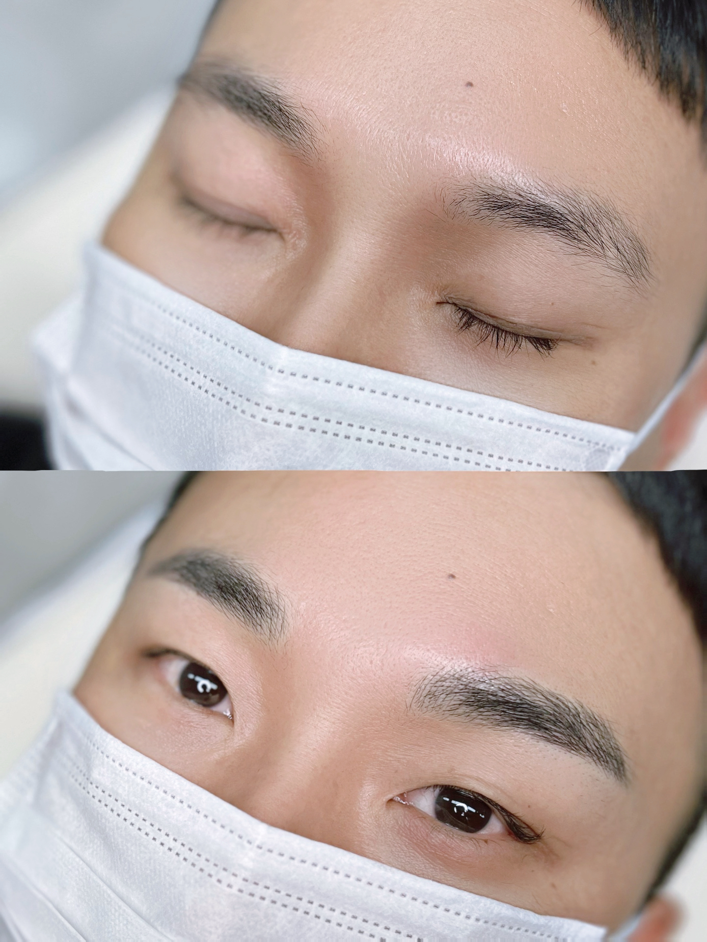 남성 자연 눈썹문신 전후